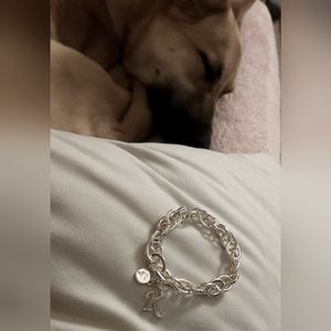 Silver tone initial bracelet